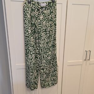 RESA Green and White Abstract Pants